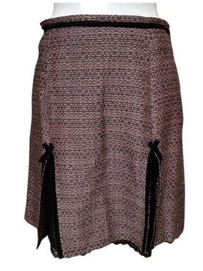 Vintage First Option Brand Y2K Pink & Black Tweed Like Design Mid Skirt NWT 12